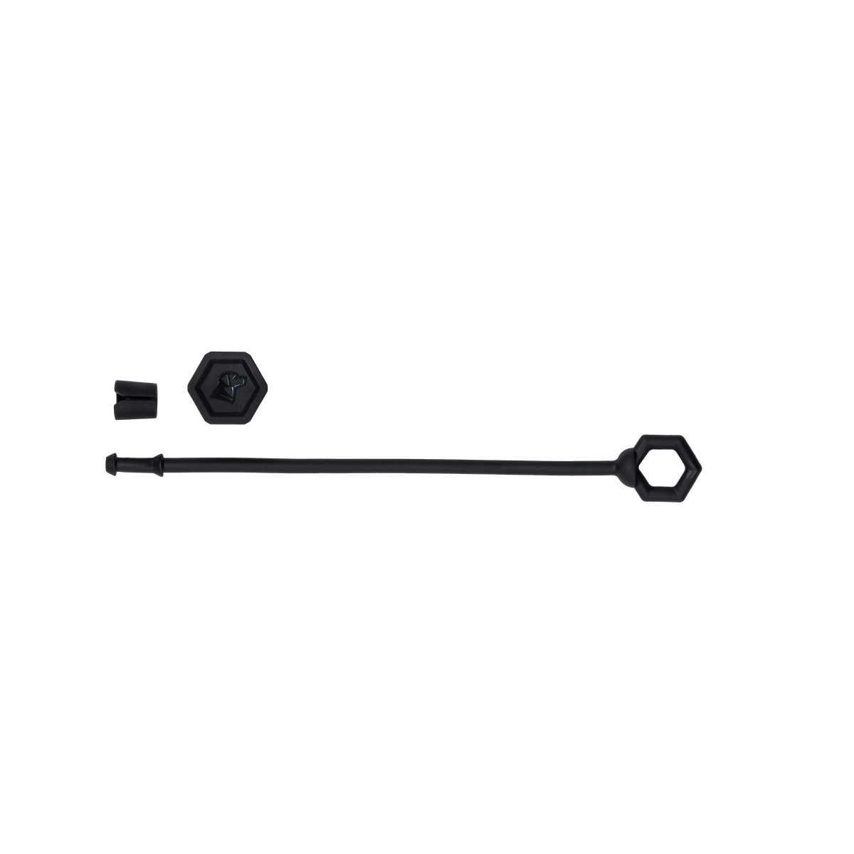 The GUNNER BUMPER Component Bundle includes black plastic pieces on a white background: a long stick with hexagonal loop, bumper cap, and cylindrical rope retainer.