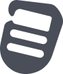 A dark gray stylized icon resembling a hand grasping three horizontal lines, set against a light background—evoking the reliability of a working dog outside its kennel.