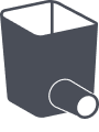 A simple gray icon of a rectangular container with an open top and a cylindrical spout protruding from the side near the base, perfect for storing water as part of your outdoor gear or essentials for a dog kennel.