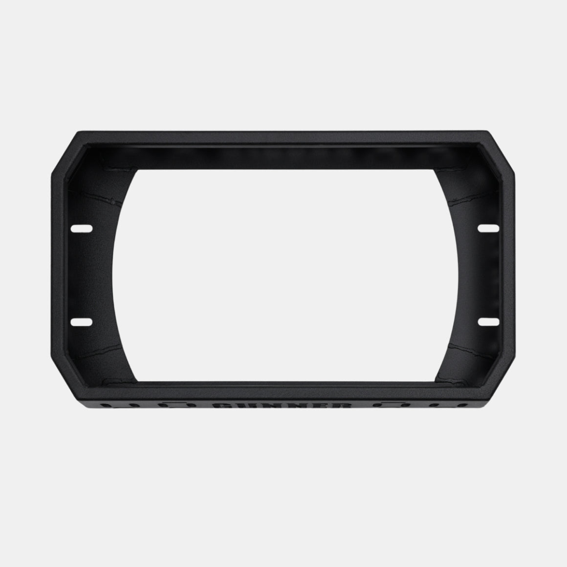 Rectangular black plastic frame with beveled corners and six screw holes, viewed from above against a plain white background—ideal for securing outdoor gear or rugged equipment for a working dog.