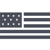 A simplified, grayscale illustration of the United States flag with nine stars arranged in a circle and horizontal stripes, echoing the sturdy design often seen on working dog kennel signage, all in dark gray on a light gray background.