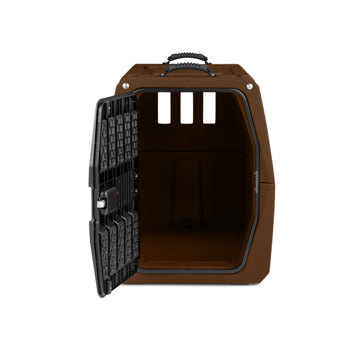 The GUNNER G1™ Kennel in Susquehanna/Mossy Oak Shadow Grass is a rugged pet carrier with a left-opening black metal door, top ventilation slots, and a handle—perfect for duck and goose hunters, inspired by the GUNNER Archive Series.