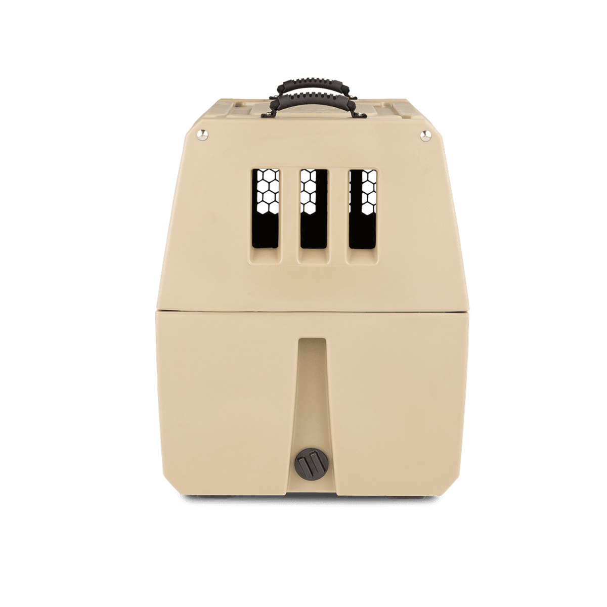 The GUNNER G1™ KENNEL in Tan/Shadow Grass, designed for optimal dog safety with secure locks and ventilation, is perfect for duck hunters—shown here on a plain white background.