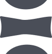 Abstract geometric design featuring three dark gray shapes on a light background: two oval shapes at the top and bottom, and a bow-tie shaped figure in the center, reminiscent of a sleek dog crate silhouette.