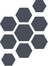 A group of seven dark gray hexagons arranged in a honeycomb-like pattern, with one additional hexagon—resembling outdoor gear often used for a hunting dog—slightly separated at the top right. The background is light gray.