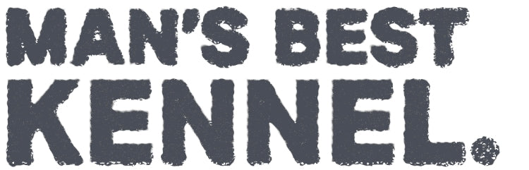 Text in bold, rough-edged, black capital letters reads: MANS BEST KENNEL. on a white background—perfect for any dog kennel or hunting dog enthusiast.