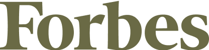The image shows the Forbes logo in bold, olive green serif letters on a light background, evoking the rugged appeal of outdoor gear.