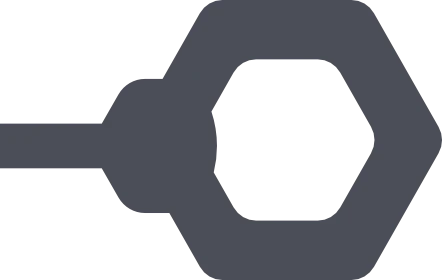 A simple, stylized graphic of a gray wrench with a hexagonal opening on a light background, perfect for repairing outdoor gear or assembling a dog kennel.